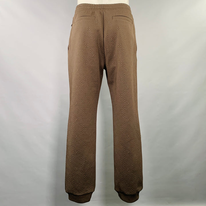 LOUIS VUITTON Size XL Brown Monogram Polyester Blend Joggers Casual Pants