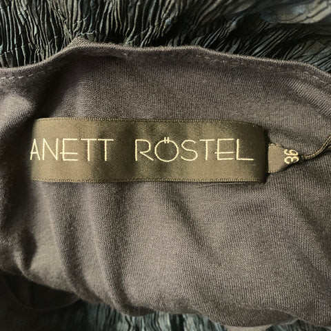 ANETT ROSTEL Size 4 Navy Polyester Crinkled Cowl Neck Knee-Length Dress
