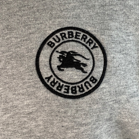 BURBERRY LONDON Size M Heather Grey Black Logo Cotton Blend Crew Neck Sweatshirt