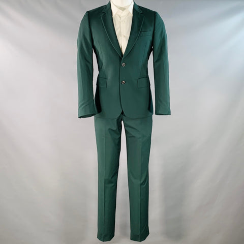 PAUL SMITH Size 38 Regular Green Wool Mohair Notch Lapel Suit