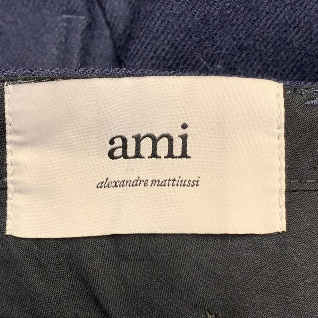 AMI by ALEXANDRE MATTIUSSI Size 28 Navy Wool Twill Straight Zip Fly Dress Pants