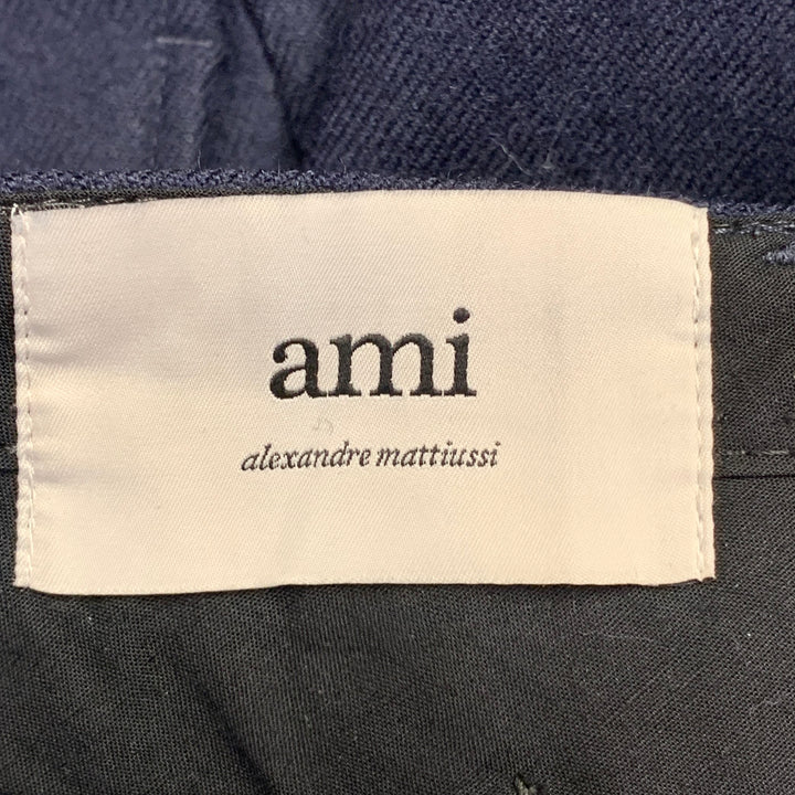 AMI by ALEXANDRE MATTIUSSI Size 28 Navy Wool Twill Straight Zip Fly Dress Pants