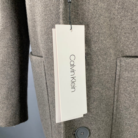 CALVIN KLEIN Size 36 Grey Heather Polyester Blend Coat