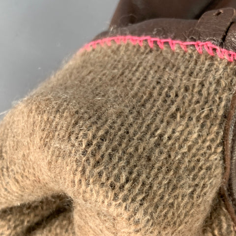 VINTAGE Size M Brown Leather Cashmere Lined Gloves