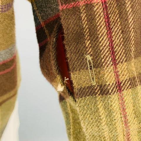 RALPH LAUREN Size XL Brown Green Plaid Cotton Elbow Patches Long Sleeve Shirt
