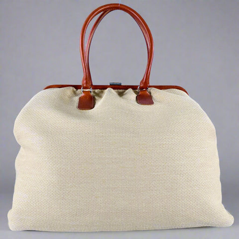 VALENTINO Beige Multi Color Woven Leather Beaded Raffia Handbag