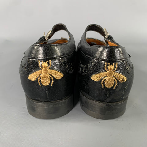GUCCI Size 7 Black Thesis Queercore Leather Loafer Sandals