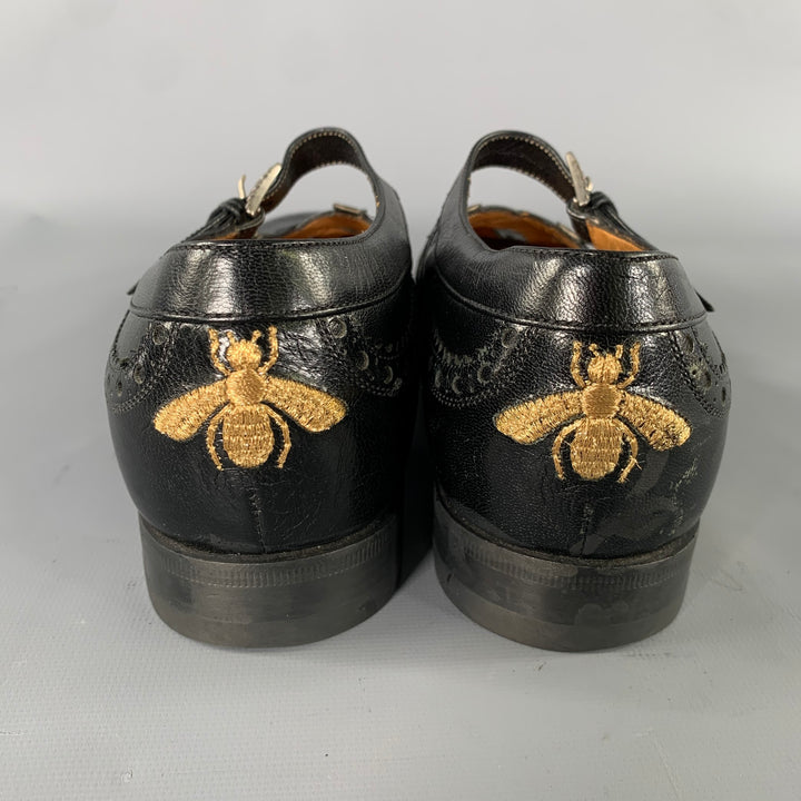 GUCCI Size 9 Black Thesis Queercore Leather Loafer Sandals