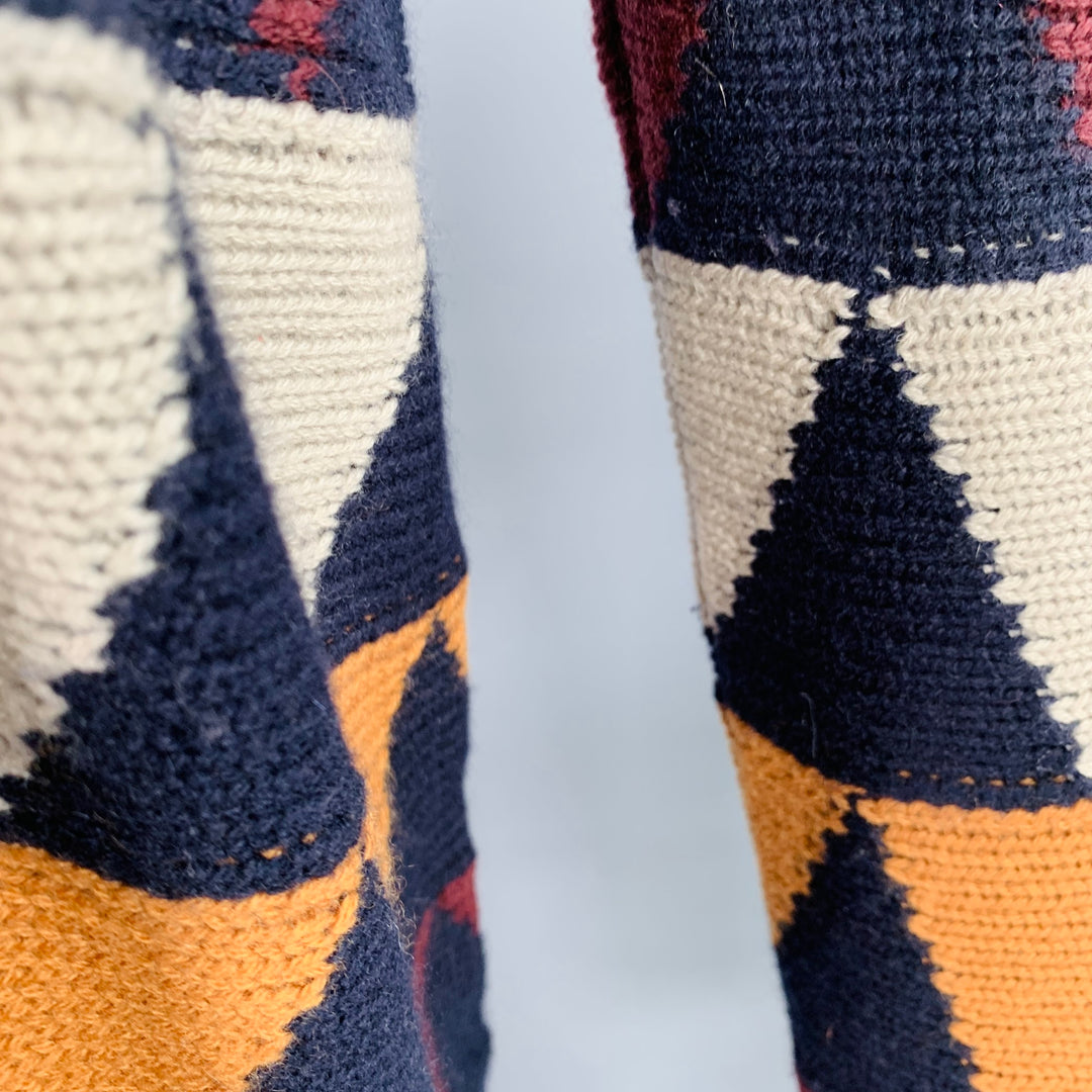 VALENTINO Size S Multi Color Knit Triangles Cashmere Crew Neck Sweater