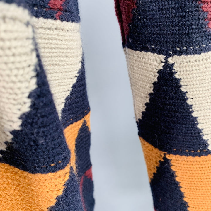 VALENTINO Size S Multi Color Knit Triangles Cashmere Crew Neck Sweater