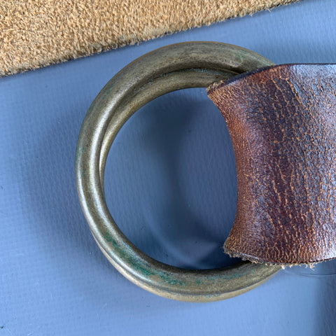 RRL by RALPH LAUREN Vintage Size L Brown Leather Double Ring Buckle Belt