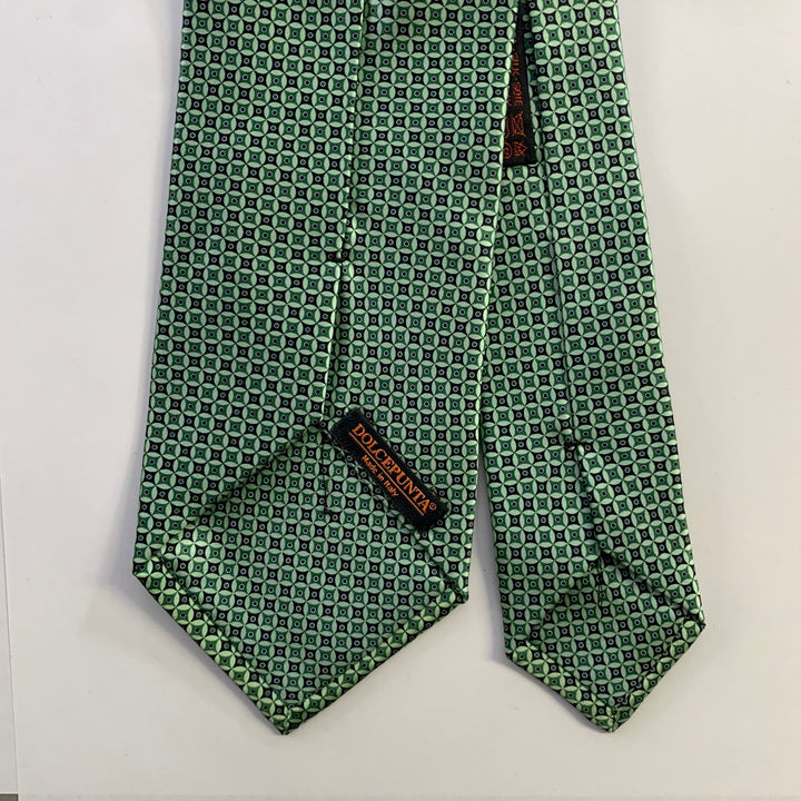 DOLCEPUNTA Green Mint Geomatric Silk Tie