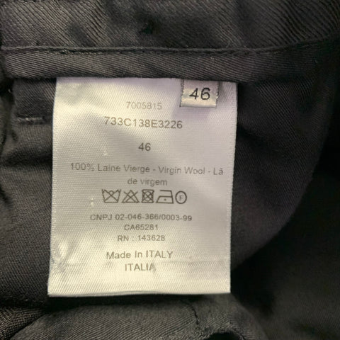 DIOR Taille 30 Pantalon décontracté en laine vierge noire avec poignets élastiques