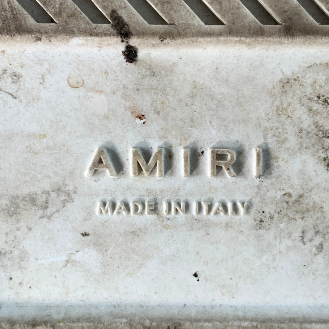 AMIRI Size 11 White Brown Animal Print Faux Fur Leather High Top Sneakers