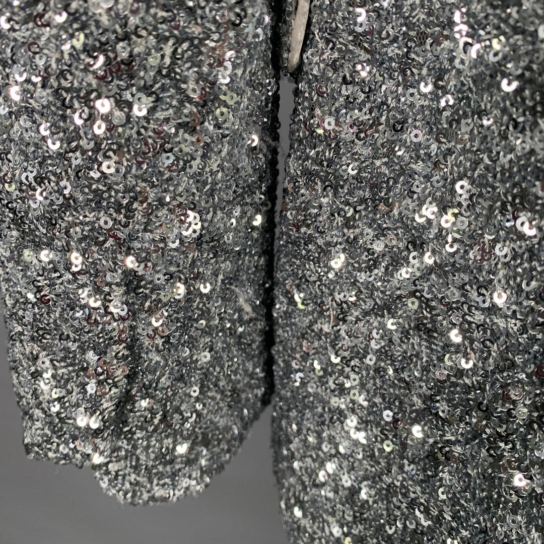 ZADIG & VOLTAIRE Size S Vivi Silver Polyester Sequined Jacket Blazer