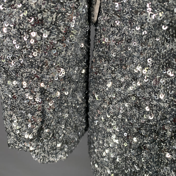 ZADIG & VOLTAIRE Size S Vivi Silver Polyester Sequined Jacket Blazer