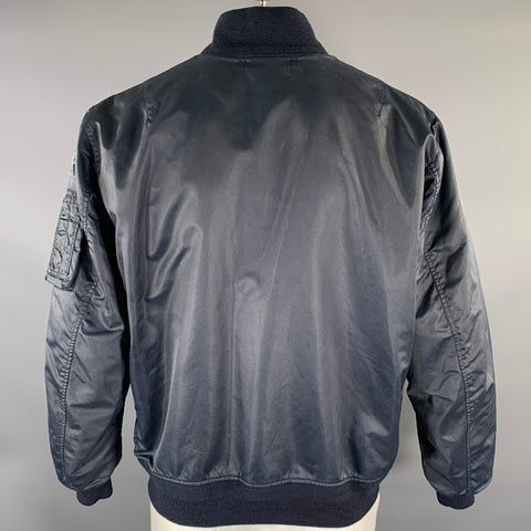 RRL by RALPH LAUREN Size XL Navy Patches Nylon Bomber Jacket