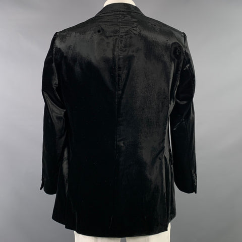 VERSACE COLLECTION Size 44 Black Velour Viscose Blend Sport Coat