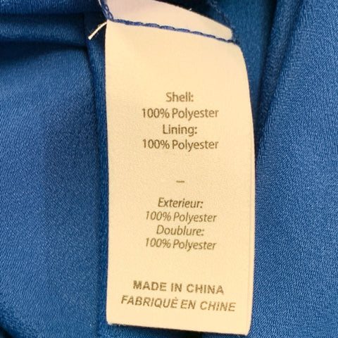 CINQ a' SEPT Size 14 Tammy Navy Polyester Ruffled Long Bishop Sleeve Cocktail Dress