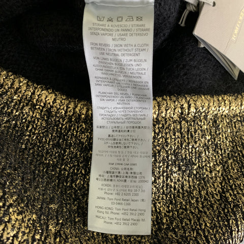 TOM FORD Size M Gold Black Mohair Blend Metallic V Neck Sweater Womens