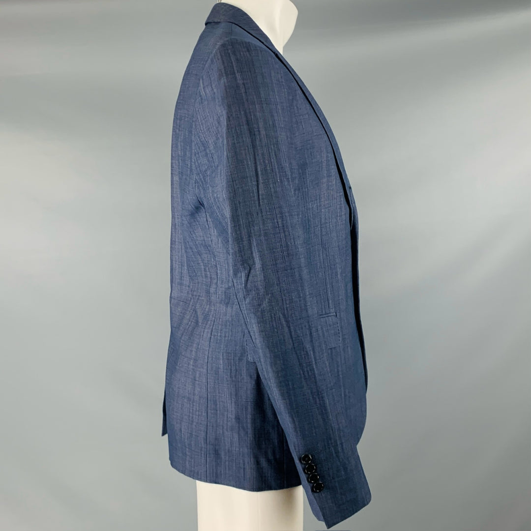 JOHN VARVATOS Size 40 Blue Grey Virgin Wool Blend Sport Coat