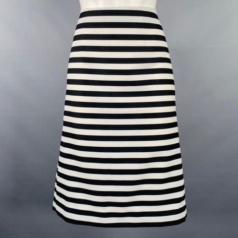 MARC JACOBS Size 6 Black White Polyester Stripe Pencil Skirt