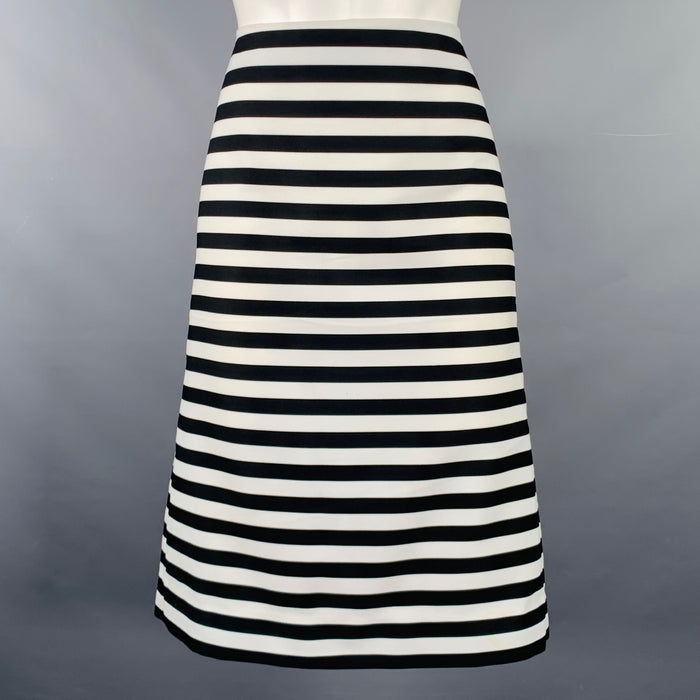 MARC JACOBS Size 6 Black White Polyester Stripe Pencil Skirt