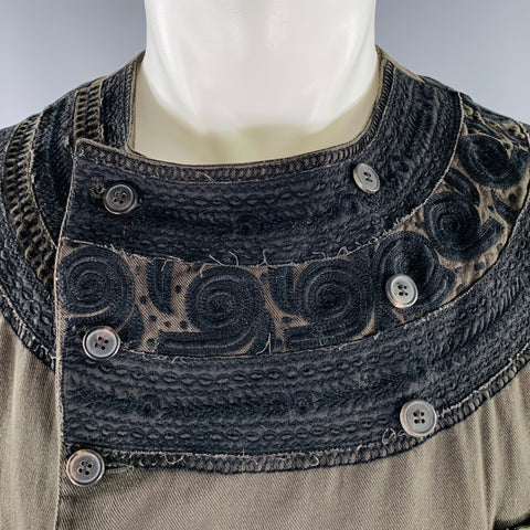 DRIES VAN NOTEN Taille 40 Coton mélangé noir et vert foncé Broderie Gilet