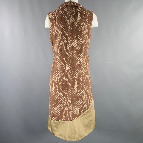 ISSEY MIYAKE Size M Brown Beige Snakeskin Print Sleeveless Dress