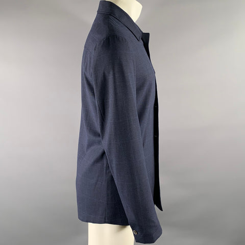 KLEIN EPSTEIN & PARKER Size XL Navy Plaid Wool Blend Jacket