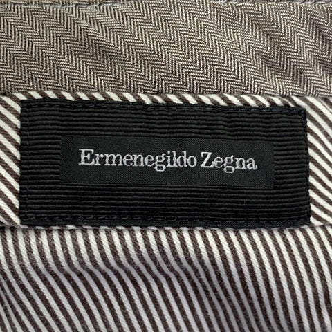 Pantalon décontracté ERMENEGILDO ZEGNA taille 38, mélange de coton beige, devant plat