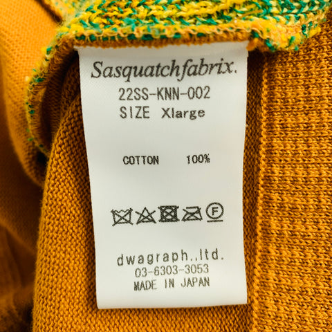 SASQUATCHfabrix Size XL Orange Green Abstract Cotton Collar Pullover