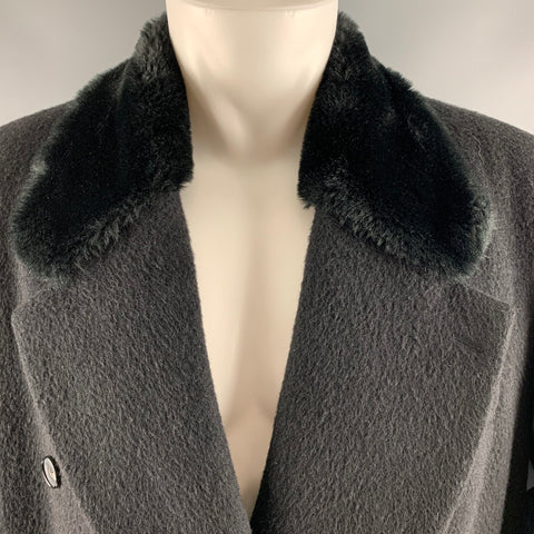 GAY GIANO Taille 36 Manteau à revers cranté en mélange de laine unie noire