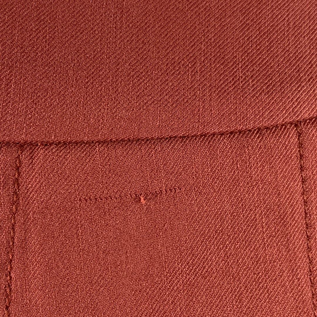 REJINA PYO Size 6 Brown Brick Linen Blend One Pocket Dress Pants