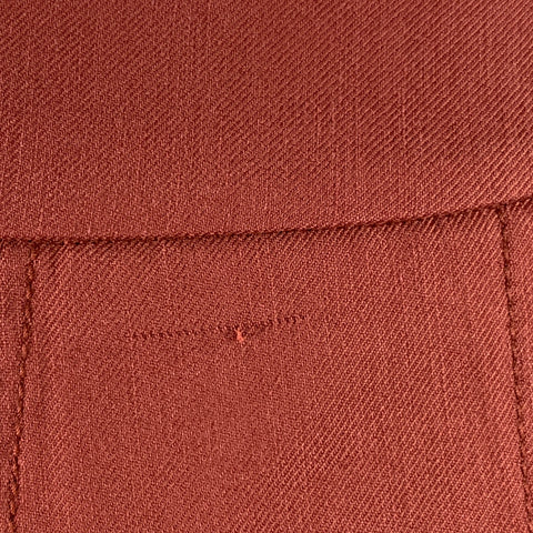 REJINA PYO Taille 38 Pantalon habillé marron brique en mélange de lin à une poche