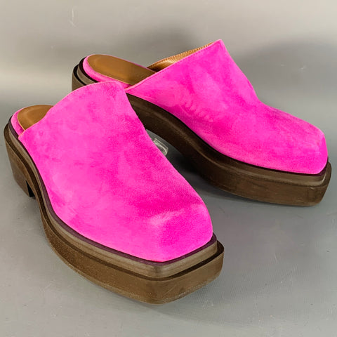 ECKHAUS LATTA Size 9 Pink Fuchsia Suede Mules Flats