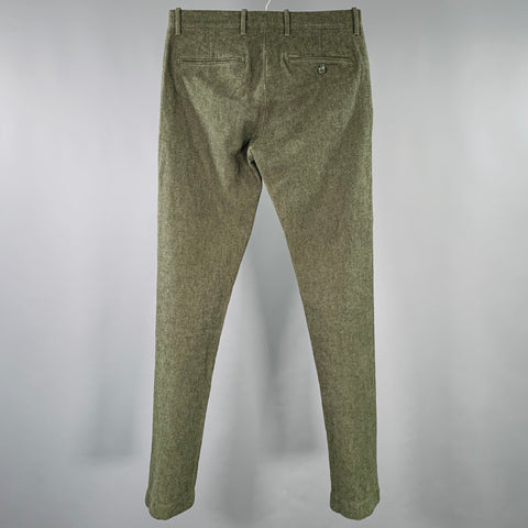 J CREW Size 28 Green Cotton Blend Slim Flat Front Casual Pants
