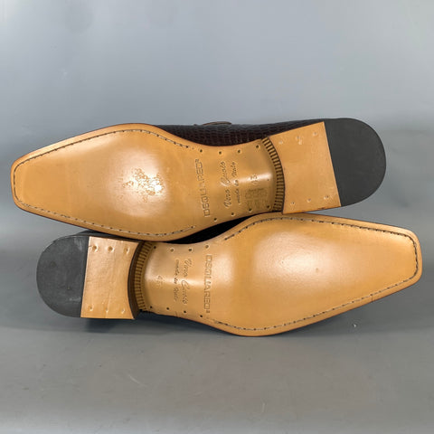 DSQUARED2 Size 10 Brown Embossed Leather Slip On Loafers