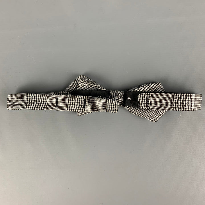 VALENTINO Black White Houndstooth Silk Bow Tie