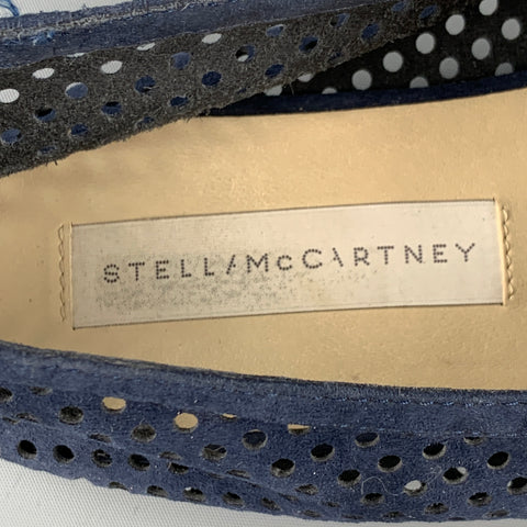 STELLA McCARTNEY Zapatos planos de gamuza sintética perforados azul marino talla 7.5