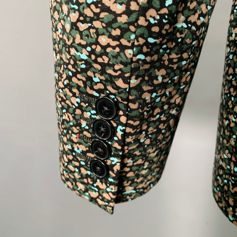 PS by PAUL SMITH Size 40 Black Green Tan Print Cotton Sport Coat