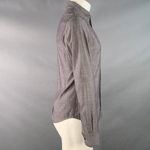 WINGS + HORNS Size XS Yellow Charcoal Stripe Cotton One Pocket Long Sleeve Shirt