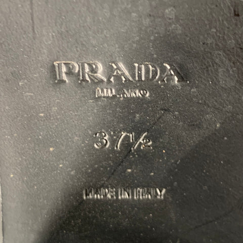 PRADA Size 7.5 Black Leather Penny Loafer Pumps