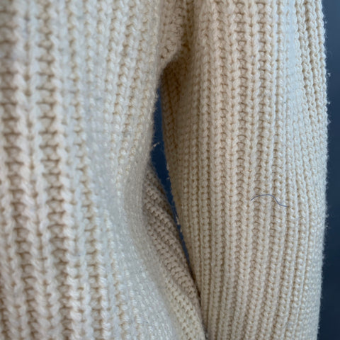 Cardigan en maille épaisse BEAMS Taille M Crème Logo appliqué orange Mélange de laine