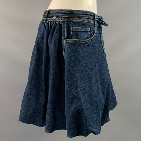 CINQ a' SEPT Size 8 Navy Cotton Bubble Hem Mini Skirt