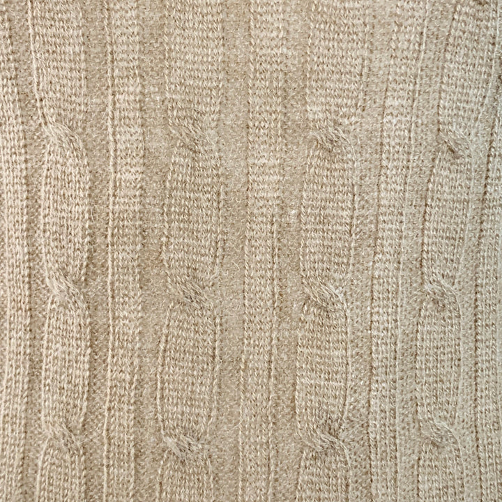 GUCCI Size L Tan Cable Knit Cashgora Crew Neck Sweater