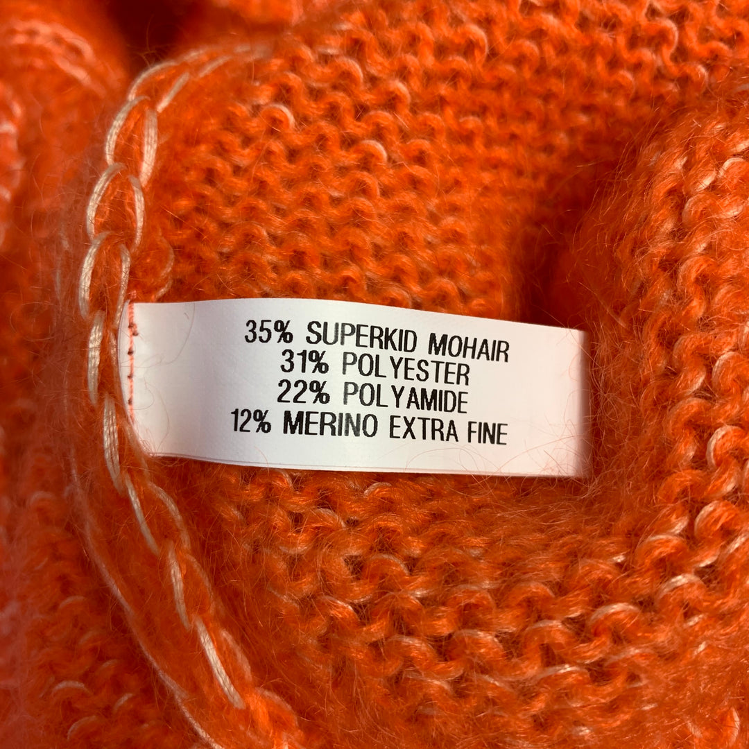 WALTER VAN BEIRENDONCK Size S Orange White Oversized Knit Mohair Blend Vest