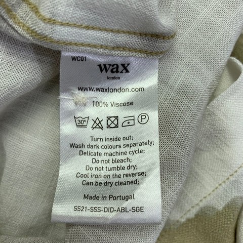 WAX Size M Yellow White Abstract Viscose Button Up Short Sleeve Shirt