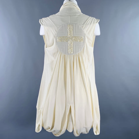 MARIANO TOLEDO One Size Cream Draped Belted Vest