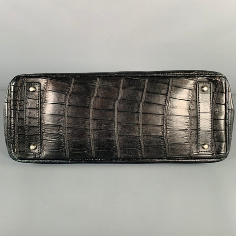 MAURO GOVERNA Black Alligator Leather Handbag